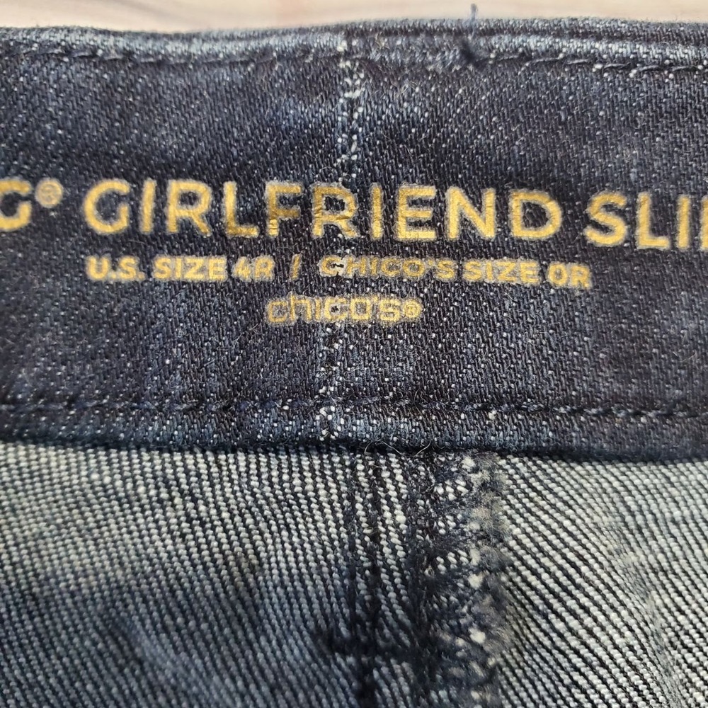 Chicos So Slimming Girlfriend Slim Leg Ankle Jeans Dark Wash Stretch Womens 4/SM - Picture 4 of 15